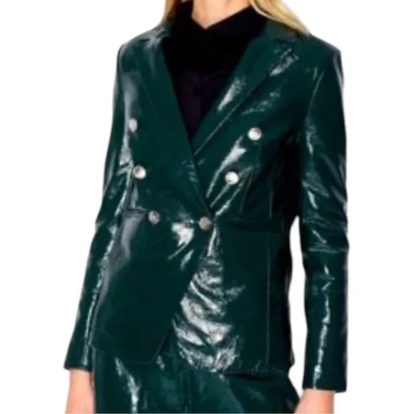 Walter Baker Green Double-Breasted Jacket 100% lamb leather